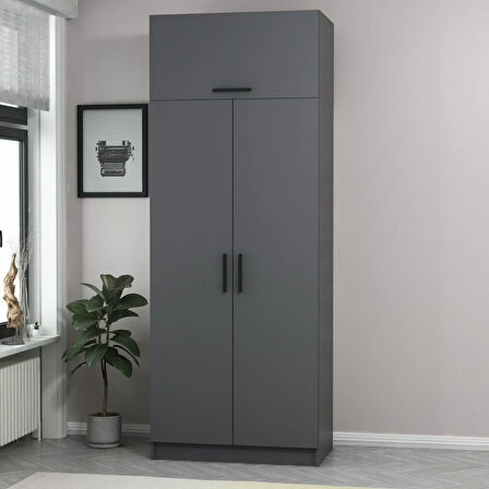 Minar Kale 2 Kapaklı Dolap Ve Yüklük Antrasit 235CM