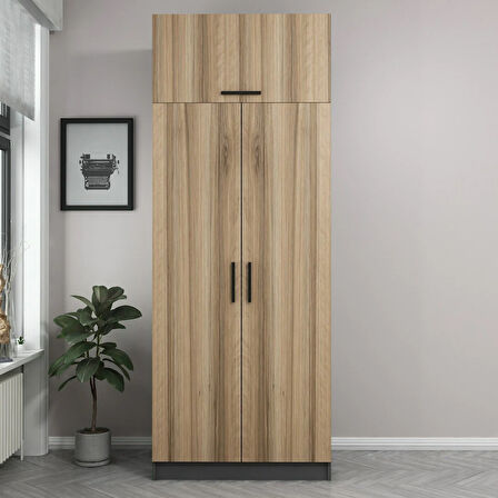 Minar Kale 2 Kapaklı Dolap Ve Yüklük Antrasit Dore 235CM