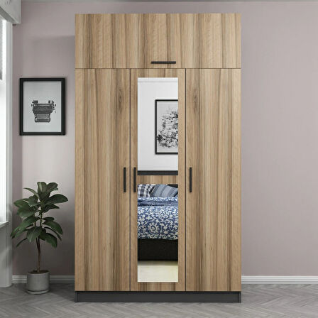 Minar Kale 3 Kapaklı 1 Aynalı 2 Ç Dolap Ve Yüklük Antrasit Dore 235CM