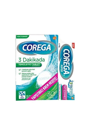 3 Dakikada Temizleyici Tablet 30 Adet ve Tat Içermeyen Yapıştırıcı Krem 40 gr