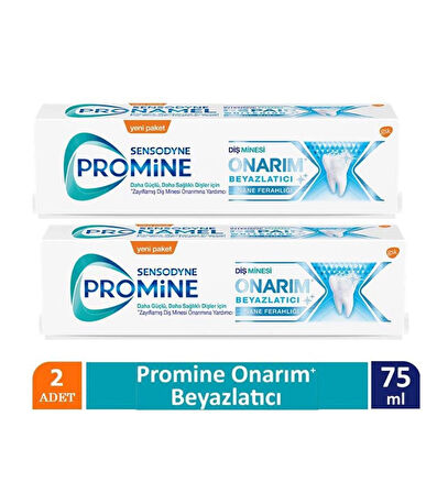 Sensodyne Promine Onarım Beyazlatıcı 75ml Diş Macunu x 2 ADET + Oral-B Pro Flex 3D White Luxe Medium Diş Fırçası