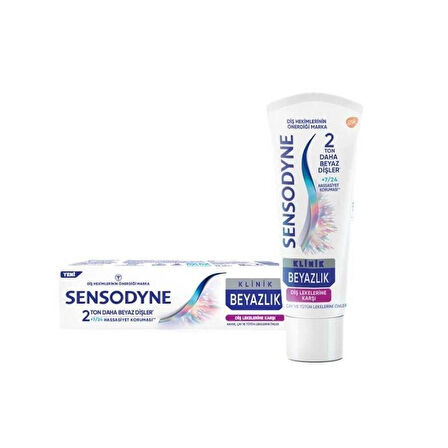 Sensodyne Klinik Beyazlık Diş Lekelerine Karşı Diş Macunu 75 ml x 2 ADET + Oral-B Pro Flex 3D White Luxe Medium Diş Fırçası