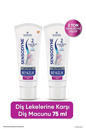 Sensodyne Diş Macunu Klinik Beyazlık Diş Lekesi 75 ml x 2 ADET