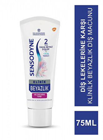 Sensodyne Diş Macunu Klinik Beyazlık Diş Lekesi 75 ml x 2 ADET