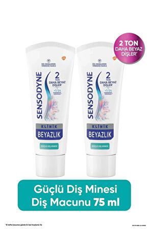 Sensodyne Diş Macunu Klinik Beyazlık Güçlü Diş Minesi 75 ml x 2 ADET