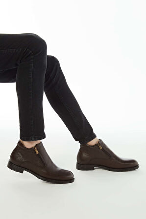 Tamer Tanca Erkek Hakiki Deri Kahverengi Floter Klasik Bot 285 1074KB ERK BOT KAHVE FLOTER