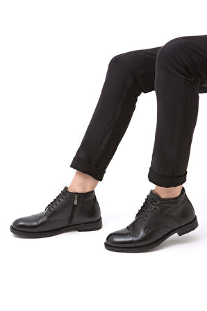 Tamer Tanca Erkek Hakiki Deri Siyah Floter Klasik Bot 285 1073KB ERK BOT SIYAH FLOTER