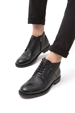 Tamer Tanca Erkek Hakiki Deri Siyah Floter Klasik Bot 285 1073KB ERK BOT SIYAH FLOTER