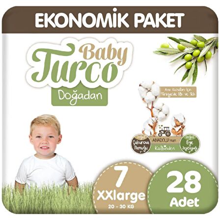 Baby Turco Doğadan 7 Numara XX Large 28'li Bel Bantlı Bez