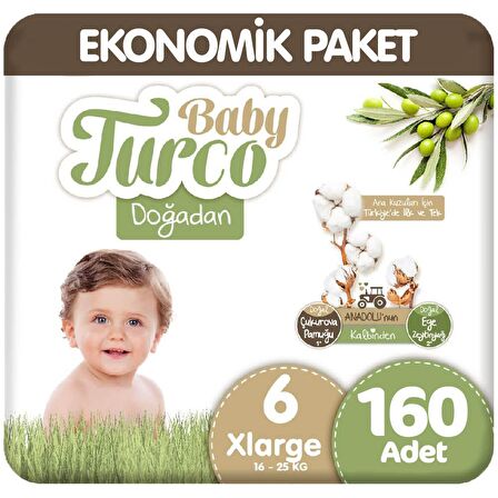 Baby Turco Doğadan 6 Numara X Large 160'lı Bel Bantlı Bez