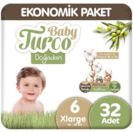 Baby Turco Doğadan 6 Numara X Large 32'li Bel Bantlı Bez