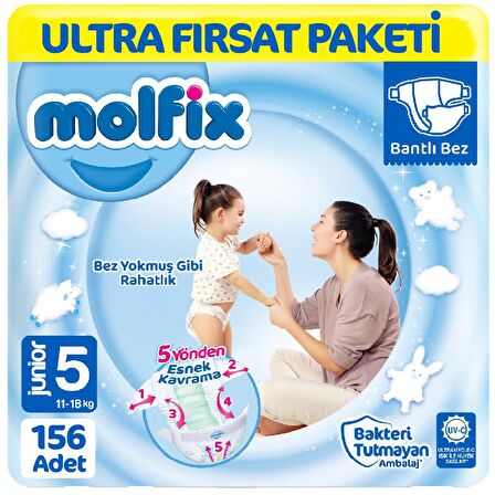 Molfix 5 Numara Junior 2x78'li Bel Bantlı Bez