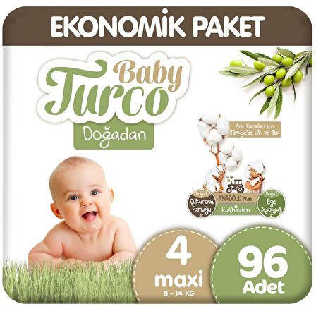 Baby Turco Doğadan 4 Numara Maxi 2x48'li Bel Bantlı Bez