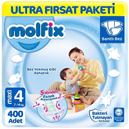 Molfix 4 Numara Maxi 400'lü Bel Bantlı Bez