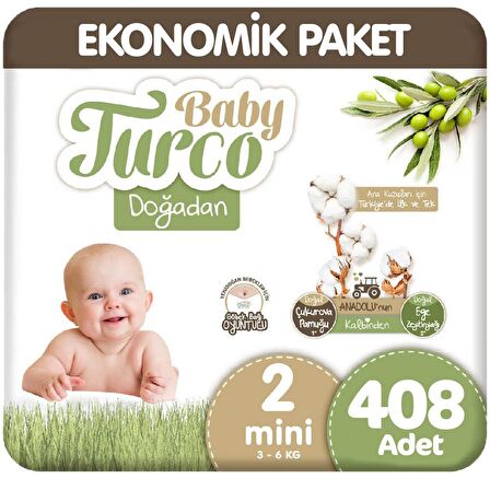Baby Turco Doğadan 2 Numara Mini 6x64'lü Bel Bantlı Bez