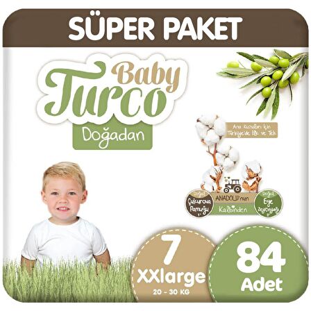 Baby Turco Doğadan Süper Paket 7 Beden Bebek Bezi 42X2 84'lü