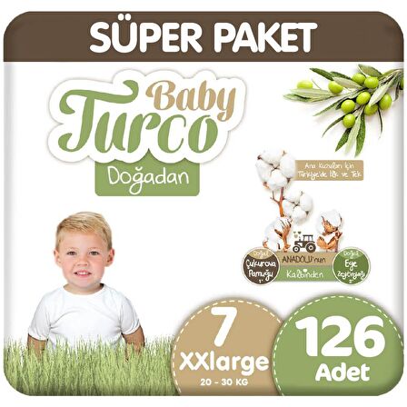 Baby Turco Doğadan Süper Paket 7 Beden Bebek Bezi 42X3 126'lı