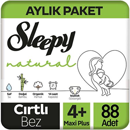 Sleepy Natural 4+ Numara Maxi Plus 88'li Cırtlı Bez