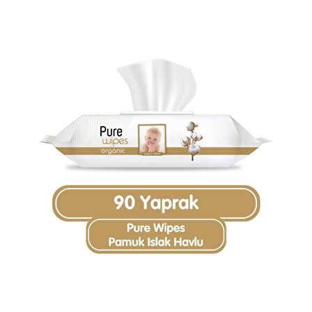 Pure Wipes Organik Islak Havlu Mendil 90 Yaprak