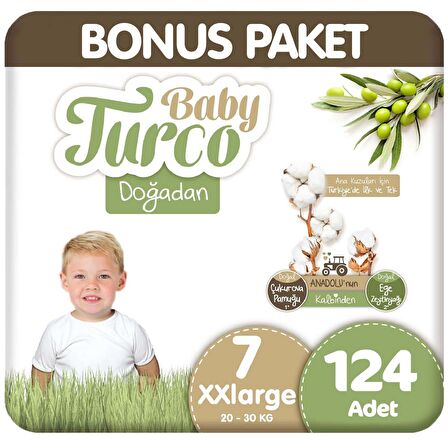 Baby Turco Doğadan 7 Numara XX Large 124'lü Bel Bantlı Bez