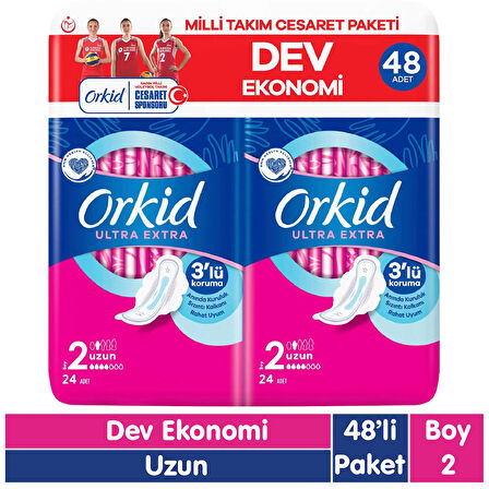 Orkid Ultra Extra Uzun Ped Cesaret Paketi 48 Adet