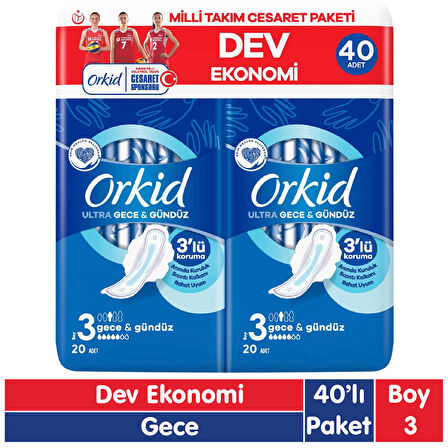 Orkid Ultra Extra Gece Ped Cesaret Paketi 40 Adet