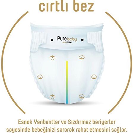 Pure Baby Organik Pamuklu Bebek Bezi 1 Beden Yenidogan 64*3 192 Adet