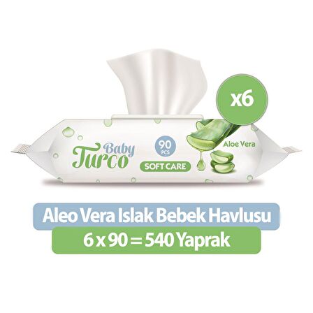 Baby Turco Softcare Aloea Vera Islak Havlu Mendil 90x6 540 Yaprak