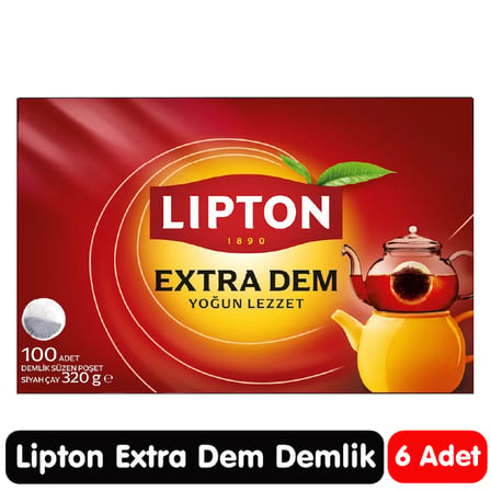 Lipton Extra Dem Demlik Poşet Siyah Çay 100 Adet 6 Paket
