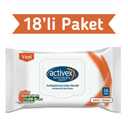 Activex Antibakteriyel Islak Mendil Aktif 56x18 1008 Yaprak