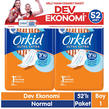 Orkid Ultra Extra Cesaret Paketi Normal Ped 52 Adet