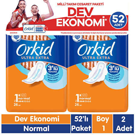 Orkid Ultra Extra Cesaret Paketi Normal Ped 52x2 104 Adet