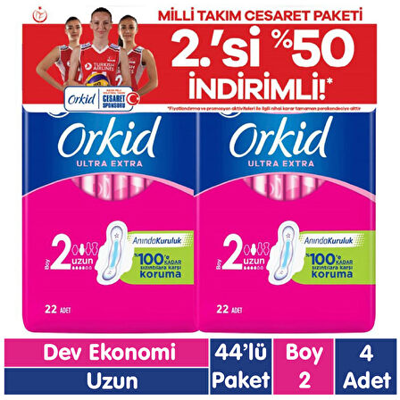 Orkid Ultra Extra Cesaret Paketi Uzun Ped 44x4 176 Adet