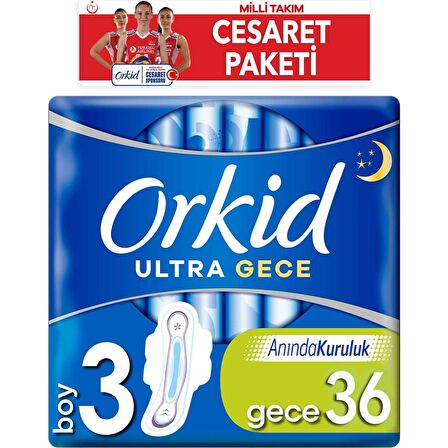 Orkid Ultra Extra Cesaret Paketi Gece Ped 36x2 72 Adet