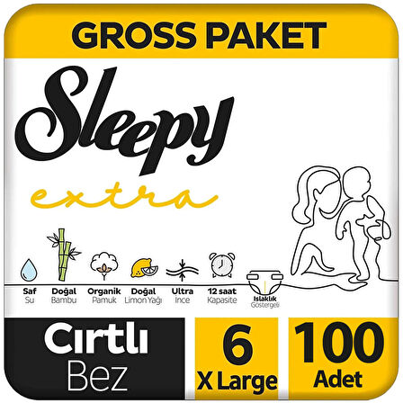 Sleepy Extra Bebek Bezi Gross Paket 6 Beden 100 Adet