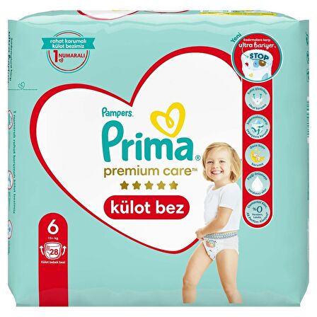 Prima Premium Care Bebek Külot Bezi 6 Beden 28x2 56 Adet