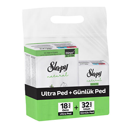 Sleepy Natural Ultra Ped Gece 18 Adet + Uzun Günlük Ped 32 Adet x4 Paket