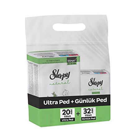 Sleepy Natural Ultra Ped Uzun 20 Adet + Uzun Günlük Ped 32 Adet x6 Paket