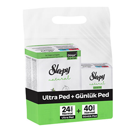 Sleepy Natural Ultra Ped Normal 24 Adet + Uzun Günlük Ped 40 Adet x2 Paket