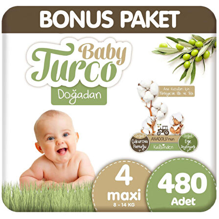 Baby Turco Doğadan Bonus Paket Bebek Bezi 4 Beden 120x4 480 Adet