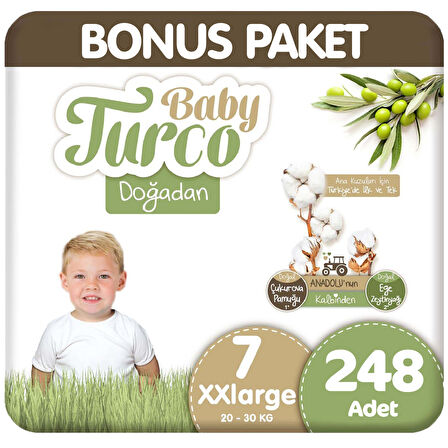 Baby Turco Doğadan Bonus Paket Bebek Bezi 7 Beden 62x4 248 Adet