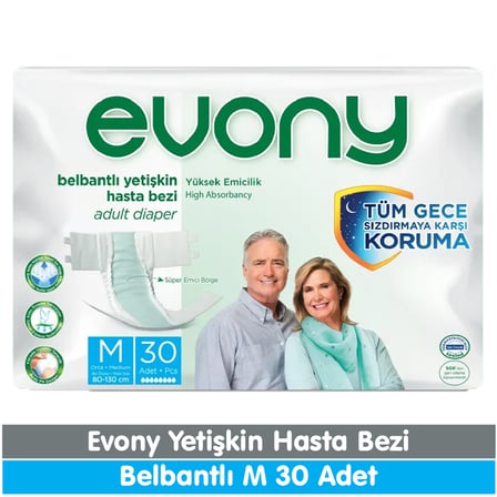 Evony Belbantlı Yetişkin Hasta Bezi M Beden 30 Adet