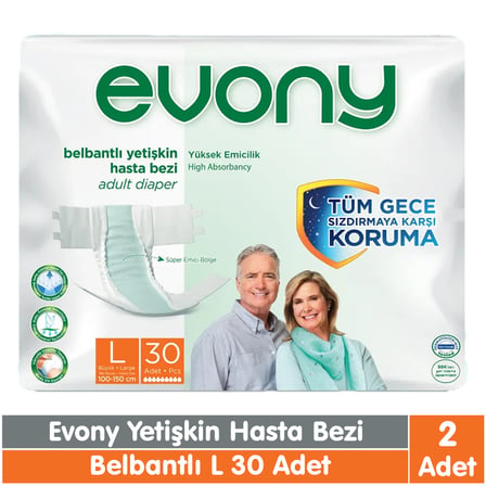 Evony Belbantlı Yetişkin Hasta Bezi L Beden 30x2 60 Adet