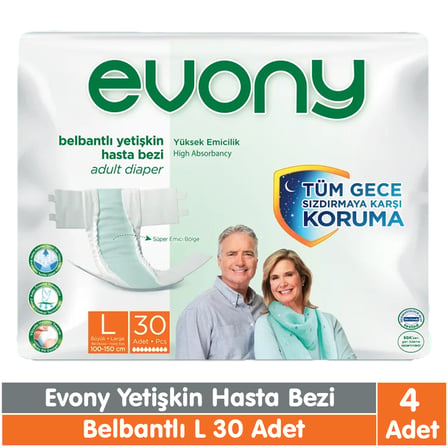Evony Belbantlı Yetişkin Hasta Bezi L Beden 30x4 120 Adet