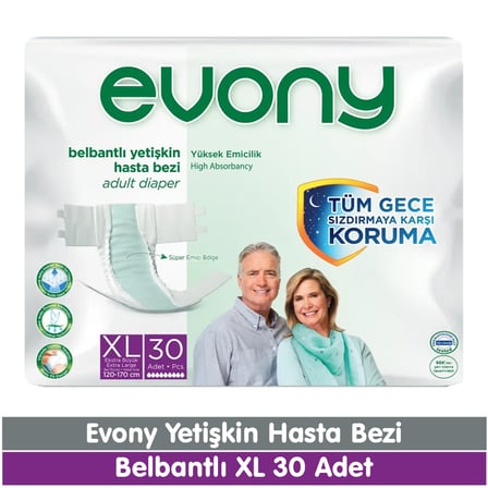 Evony Belbantlı Yetişkin Hasta Bezi XL Beden 30 Adet