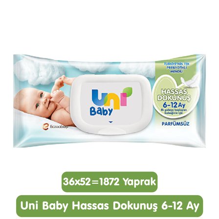 Uni Baby Hassas Dokunuş Islak Mendil 36x52 1872 Yaprak