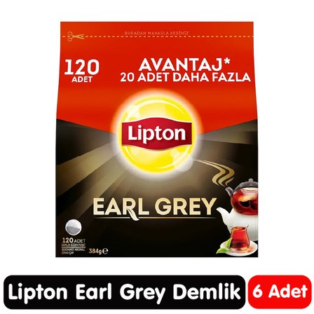 Lipton Earl Grey Demlik Poşet Çay 120 Adet 6 Paket