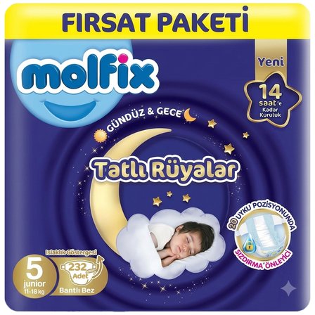 Molfix Tatlı Rüyalar 5 Beden Bebek Bezi 58x4 232 Adet
