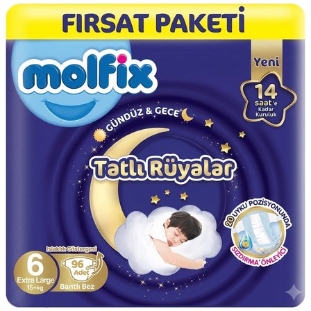 Molfix Tatlı Rüyalar 6 Beden Bebek Bezi 48x2 96 Adet