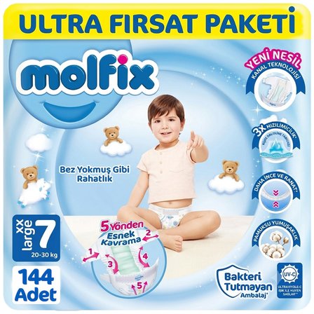 Molfix 7 Beden Bebek Bezi Ultra Fırsat Paketi 48x3 144 Adet